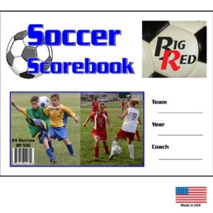 "Big Red" Soccer Scorebook cover with space to write in Team, Year, and Coach. Room for 23 Games.