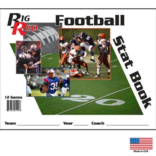 "Big Red" Football Stat Book cover with space to write in Team, Year, and Coach. Room for 12 Games.