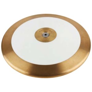 Blazer Athletic Circular ABS plastic Side Plate Discus in white color. Smooth brass rim and circular brass plate in middle.