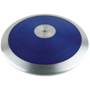 Blazer Athletic circular ABS plastic Side Plate Discus in blue color. Smooth galvanized steel rim and circular galvanized steel plate in middle.