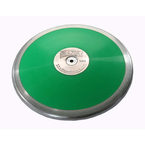 Blazer Athletic Circular ABS plastic Side Plate Discus in green color. Smooth galvanized steel rim and circular galvanized steel plate in middle.