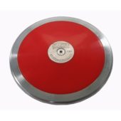 Blazer Athletic Circular ABS plastic Side Plate Discus in red color. Smooth galvanized steel rim and circular galvanized steel plate in middle.