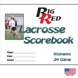 "Big Red" Women's Lacrosse Scorebook cover with space to write in Team, Year, and Coach. Room for 24 Games.