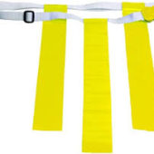 Blazer Athletic white quick clip adjustable belt with 3 yellow flags.